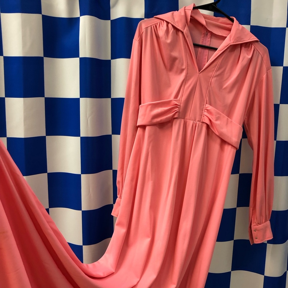Pink 70s handmade maxi dress